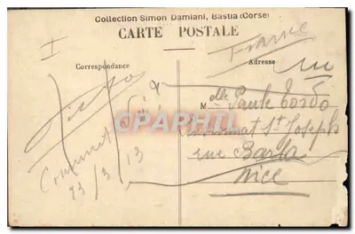 Bastia — Place St-Nicolas — Collection Simon Damiani, Bastia — Verso