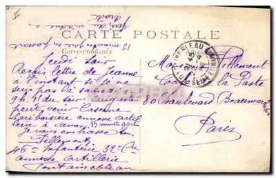 Fontainebleau — A Fachada do Colégio Carnot — Bilhete postal antigo n°182 — Verso