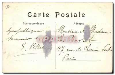 Palacio de Fontainebleau — Estanque de Carpes y estatua de Sileno — serie 185 — Reverso