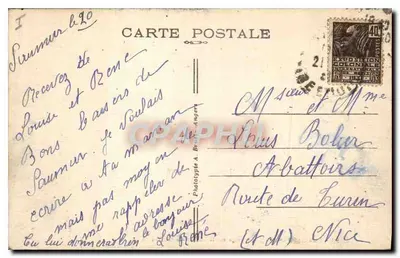 Saumur (M.-et-L.) — Widok na Loirę i Zamek — A. B. — Rewers