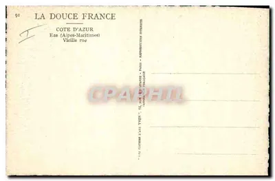 Widok na Eze — Côte d'Azur — Wydawca: La Douce France — Rewers