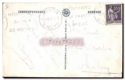 Menton — Rude Skale — Granica włoska — LL 130, wydawca Adia — Rewers