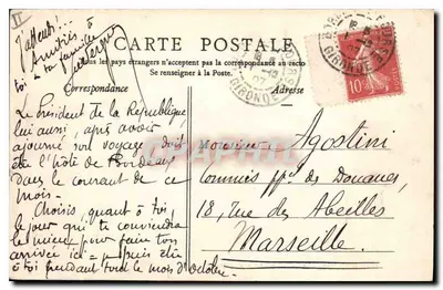 Bordeaux — Ogród Publiczny (Most) — Wydanie z serii 'Damy Francji' - Bordeaux — Rewers