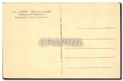 Grobowiec Napoleona I — Hôtel des Invalides — Wydawca E. Papeghin, Paryż — Rewers