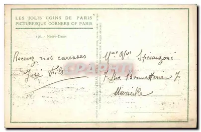 Notre-Dame w Paryżu — widok fasady — Les Jolis Coins de Paris, n°156 — Rewers