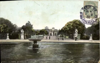 Stara pocztówka Paryż Basen Tuileries