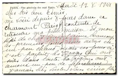 Paryż — Ogólny widok siedmiu mostów — P.R. Paryż, wydawca — Rewers