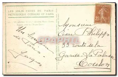 Notre-Dame w Paryżu — widok z nabrzeża — wydawca Patras, n° 34 — Rewers