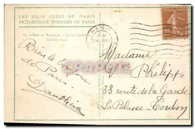Las Boulogne — Jezioro Dolne — Wydawca: Les Jolis Coins de Paris — Rewers