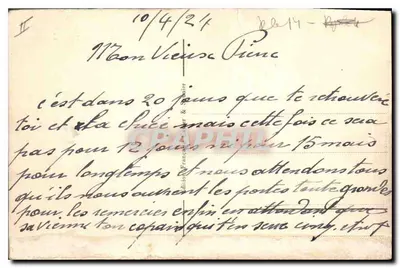 Stara pocztówka L'occupation Francuska w Niemczech Treves Kwatera Grand Couronne — Rewers