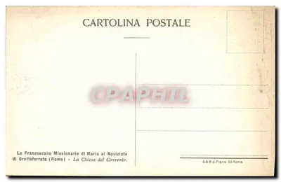 Wnętrze kaplicy klasztoru Franciszkańskich Misionarzy Marii w Grottaferrata — wydawca G.&M.p. Pigna, n°53 — Rewers