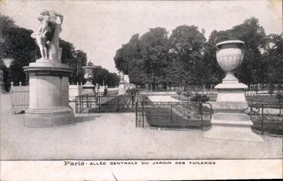 Paryż — Środkowa aleja ogrodu Tuileries — wydawca nie widoczny