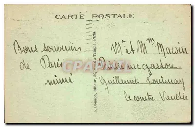 Paris (8e) — Arco do Triunfo da Estrela — L. Boisson, editor, 50, rue du Temple, Paris — Verso