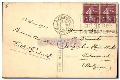 Avignon — Palácio dos Papas — Ideal M.F.B. — Verso