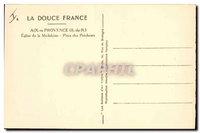 Aix-en-Provence — Igreja de Santa Madeleine — Praça dos pregadores — Yvon — Verso