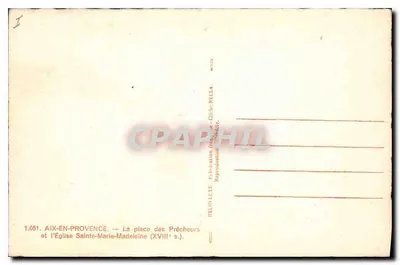 Aix-en-Provence — Plac Przekońców i Katedra św. Marii Magdaleny (XVIII w.) — Wydawca Rella — Rewers
