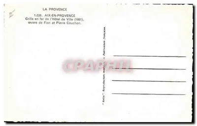 Aix-en-Provence — Grade de fer da Prefeitura (1661) — Rella — Verso