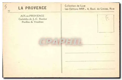 Aix-en-Provence — Cariatides du Pavillon de Vendôme — Les Editions MAR, Nice — Verso