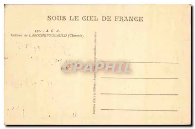 Castelo de Laroche-Foucauld — Charente — Edição de Arte A. Gilbert — Verso