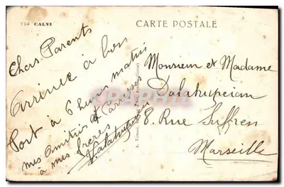 Calvi — Vista del porto e del castello — A. Toman, Calvi, n°730 — Verso