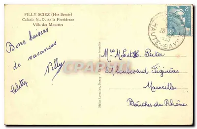 Vila das Mouettes — Colômbia N.-D. de la Providence — Filly-Sciez (Alta Saboia) — Verso