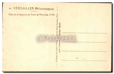 Versailles — Mesa da Assinatura do Tratado de Paz (Junho 1919) — YVOIN, n°15 — Verso