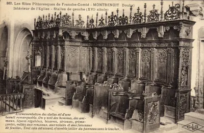 Montbenoît (Doubs) — Interior da igreja, bancos do século XVI — Editor C. Lardière-Fésangon