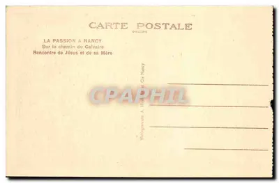 Pasja w Nancy — Na drodze do Kalwarii, Spotkanie Jezusa z Matką — Héliogravure A. Hume & Cie Nancy — Rewers