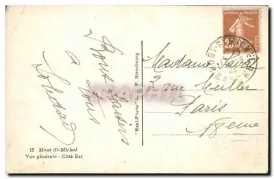 Monte Saint-Michel — Vista general - Lado Este — G.A.P. Strasbourg n°19 — Reverso
