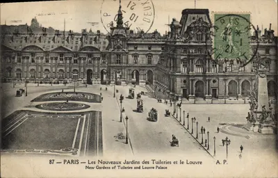 Paryż — Nowe Ogrody Tuileries i Louvre — A.P.