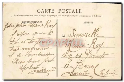 Paryż — Katedra Notre-Dame — widok z katedry z pieczęcią 5c zieloną i śladami budowy — A. R. — Rewers