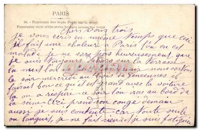 Paris — Panorama des Sept Ponts sur la Seine — éditeur J. Goy n°36 — Verso