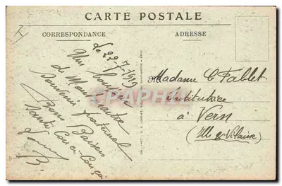 Basílica del Sagrado Corazón de Montmartre — Un Ángel del Campanario de Dampt — V.N. N° 7 — Reverso