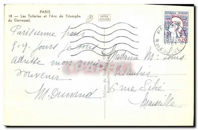 Os Jardins das Túileries e o Arco do Triunfo do Carrossel — Paris — Éditions du Globe — Verso