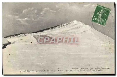 O Monte Ventoux (Vaucluse) — O Cume do Norte sob a neve — Edições Artísticas J. Brun e Cie, Carpentras, n°4