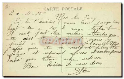 Il Mont Ventoux (Vaucluse) alt. 1908 m. — L'Hotel Vendran sotto la neve — Edizioni Artistiche Vue de Brun, Carpentras — Verso