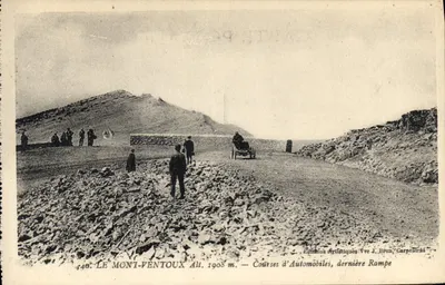 O Mont Ventoux — Corridas de Automóveis, última rampa — Edições Artísticas Vve J. Brun, Carpentras