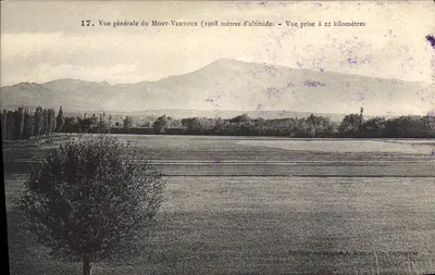 Monte Ventoux — Vista geral a 22 quilômetros — Edições Anstigues A. Brun et Cie, Carpentras