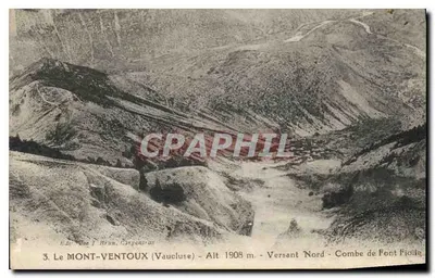 O MONT-VENTOUX (Vaucluse) — Alt. 1908 m. — Lado Norte — Combe de Font Ficole — editor: A. Brun, Carpentras