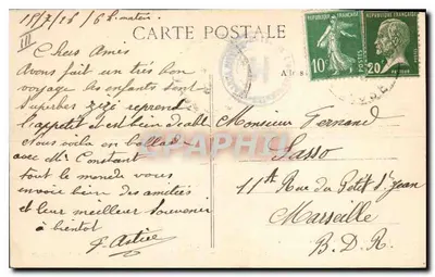 O MONT VENTOUX (Vaucluse) — Alt. 1908 m. — O Hotel, as Estabulagens e o Observatório sob a neve — Edições Artísticas Vve J. Brun, Carpentras — Verso