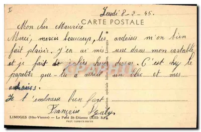 Limoges — O Ponte Saint-Étienne — Fot. Combier Macon, XIIIe Série — Verso