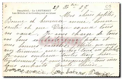Dauphiné — Lautaret zimą — Hotele i Combeynot — wydawca Dauphiné, nr 05 — Rewers