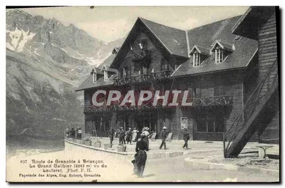 Le Grand Galibier (2042 m) vu du Lautaret — Route de Grenoble à Briançon — Papeterie des Alpes, Eng. Robert, Grenoble