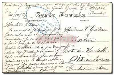 Stara pocztówka Charente La Couronne La Combe a Rolland — Rewers