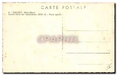 Émerun (Alpes-de-Haute-Provence) — Antigo Hotel dos Governadores (século XIV) — Porta ogival — Verso