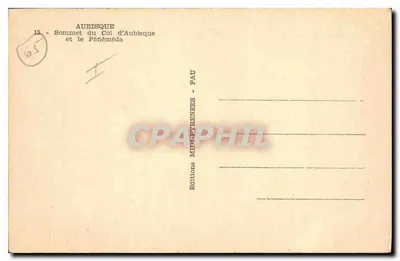 Aubisque — Wierzchołek Przełęczy Aubisque i Pénéméda — Wydawnictwo Midi-Pyrénées - Pau — Rewers