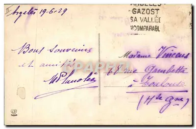 Argelès-Gazost — Ogólny widok miasta dolnego — wydawca Labouche Fr., Toulouse — Rewers
