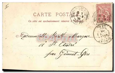 Bagnères-de-Bigorre — Vallée du Grimp — Scène de rivière avec groupes de personnes — Éditeur : Louis C. n°79 — Verso
