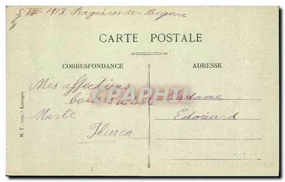 Bagnères-de-Bigorre — Promenada w Bagnères i Massif du Pic du Midi — Libr. Sajous, n° 548 — Rewers