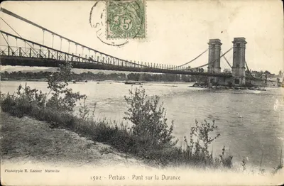 Pertuis - Ponte sobre a Durance — Fototipia R. Lacour Marseille — n° 1502
